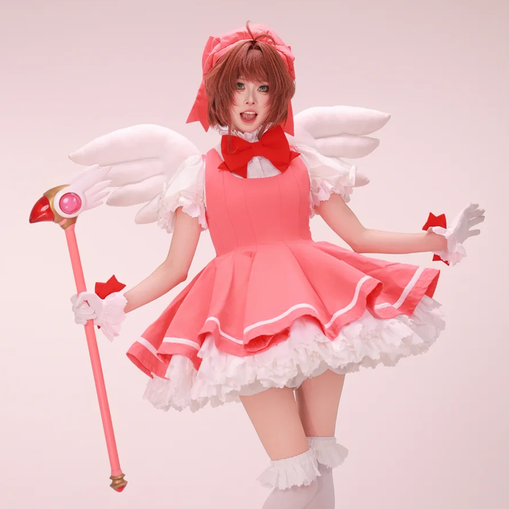 Anime Cosplay Easy - Kinomoto Sakura Cosplay Różowa Sukienka Lolita